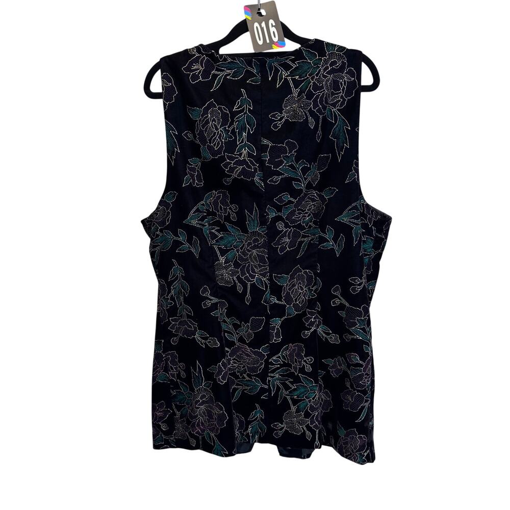 Vintage Norton McNaughton Velvet Floral Vest Size 14 Whimsigoth Goth Boho 90s - Picture 3 of 6